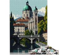 1000 Rompecabezas Cuadrados creativos de Ljubljana 02 Pixel Art para Adultos, Rompecabezas de Madera, Juegos de desafío únicos, 1000 Piezas (75 x 50 cm)
