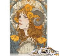 1000 Rompecabezas Cuadrados creativos de Retratos de diosas Florales para Adultos, Rompecabezas de Madera, Juegos de desafío únicos, 1000 Piezas (75 x 50 cm)