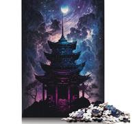 1000-teiliges Puzzle mit Galaxie-Japan-Tempel für Erwachsene, Halloween-Geschenk-Puzzle, Puzzle für Erwachsene, Heimdekoration, Puzzle-Spielzeug, 1000 Stück (75 x 50 cm)