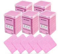 1000 toallitas de pegamento superabsorbentes sin pelusas, toallitas quitaesmalte de uñas de tela no tejida para suministros de extensión de pestañas y botella de esmalte de uñas (rosa)
