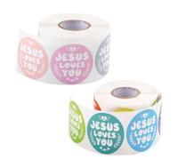1000 Uds Pegatinas de Jesus Loves You, Pegatinas de Jesús en 16 Colores Pegatinas Religiosas de 3,8cm Pegatinas Cristianas Impermeables para Niños Ánimo y Recompensa
