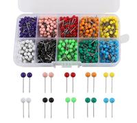 1000 unidades de alfileres para tarjetas de uñas, alfileres multicolores, cabeza redonda, alfileres con caja de almacenamiento con cabeza de 1/8 pulgadas, chinchetas para manualidades, tarjetas de