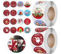1000 unidades de pegatinas de Navidad, pegatinas de Navidad, etiquetas redondas, pegatinas redondas de Merry Christmas, pegatinas redondas autoadhesivas para bolsas de regalo de Giveaways (D)