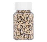 1000 UNIDS Botella Revestida de Silicona Micro Pelo Pluma Extensión Enlace Anillos Bucles Cuentas Herramientas Micro Anillo Extensiones de Cabello Extensión de Cabello Micro (Beige)