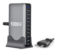 1000 W USB C cargador múltiple 10 puertos cargador rápido Gan 4 Max140W Laptop Power estación de carga (8 USB C y 2 USB-A) para MacBook Air, i-Pad, iPhone 17/16/15, Galaxy S25, HP