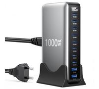 1000 W USB C cargador múltiple, 10 puertos GaN USBC estación de carga con puerto de salida de 140 W y 100 W para MacBook Pro/Air, Lenovo, HP, ordenador portátil, USB Desktop Cargador rápido para