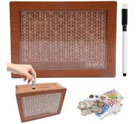 10000 Euro Hucha de Madera, Caja de Ahorros de Madera Reutilizable, Huchas para Adultos y Niños