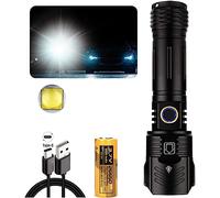 1000000 Lumen High Power Super Bright Pocket Torch, 160 Led Waterproof Flash Light Lamp Camping Outdoor Torch, 5 Modes, Zoomable, Met 26650 Lithium, HUANGHAIQIU