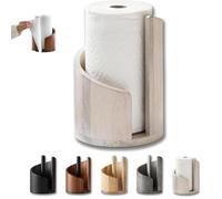 1000g Mountain Paper Towel Holder Countertop with Mango Wood Round Base and Iron Holder, Spiral Design, Wood Paper Towel Holders Countertop,Holds Jumbo and Mega Rolls,for Kitchen Bathroom (White)