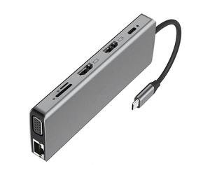 (1000M) Small USB C Hubs With RJ45 Port Two Full Resolution Video Output HDTV Display USB A And Fast Power For Premium Laptop Multicolor