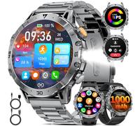 1000mAh Batería Reloj Inteligente Hombre, 1.7'' Smartwatch Hombres con Llamadas Bluetooth,Militar LED Linterna,100+ Modos Deportivos,Reloj de Fitness, Pulsómetro,Monitor de Sueño,IP68 para Android iOS