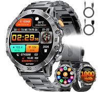 1000mAh Reloj Inteligente Hombre, 1.7'' Smartwatch Hombres con Llamadas Bluetooth, Militar LED Linterna,100+ Modos Deportivos,Reloj de Fitness,Pulsómetro/Monitor de Sueño,Reloj para Hombre Android iOS