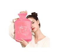 (1000ml,pink)Rubber Warm Hot Water Bag with Soft Hand Insert Plush Cover