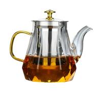 1000ML Tetera De Cristal De Acero Inoxidable, Tetera De Vidrio Con Colador, Jarra De Té De Vidrio De Borosilicato, Resistente Al Calor Y Al Microondas, Para Té Negro, Té Verde Y Té