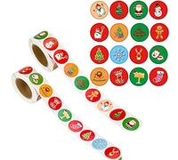 1000pcs 2,5cm Etiquetas Navideñas, Pegatinas Navidad Papel Etiquetas Adhesivas Redondas Decoración Cajas Bolsas Pegatinas de Sobre Fiesta Navidad, Bombones Caramelo Fiesta Sello Bolsas - 16 Patrones