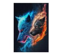 1000pcs(38x26cm) Rompecabezas De Piezas para Adolescentes Flame and Ice Wolf Art Print Rompecabezas para Adultos Juguetes Antiestrés Una Obra De Arte Desafío Educativo 1000pcs(38x26cm)