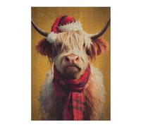 1000pcs(38x26cm) Rompecabezas para Adolescentes Christmas Highland Cow Art Print Rompecabezas para Adultos Juego De Ingenio Regalo De Cumpleaños Actividades Divertidas En Casa 1000pcs(38x26cm)