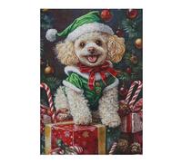 1000pcs(38x26cm) Rompecabezas para Adolescentes Christmas Poodle with Presents-2 Rompecabezas para Adultos Juego De Ingenio Desafío Difícil Cumpleaños Y Navidad 1000pcs(38x26cm)