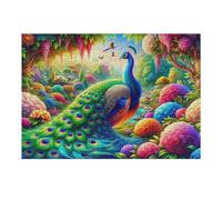 1000pcs(38x26cm) Rompecabezas para Adolescentes Enchanted Peacock Paradise Rompecabezas para Adultos Juego Práctico Desafío Difícil Desafío Educativo 1000pcs(38x26cm)