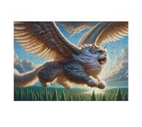 1000pcs(38x26cm) Rompecabezas para Adolescentes Fantasy Flying Cat Art Print Rompecabezas para Adultos: Un Juego Práctico, Divertido Y con Un Toque De Humor, Un Reto Educativo 1000pcs(38x26cm)