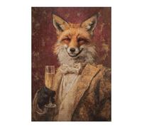 1000pcs(38x26cm) Rompecabezas para Adolescentes Fox in Tuxedo Holding Champagne Glass Rompecabezas para Adultos Juego De Ingenio Regalo De Cumpleaños Actividades Divertidas En Casa 1000pcs(38x26cm)