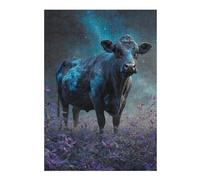 1000pcs(38x26cm) Rompecabezas para Adolescentes Glowing Cow in Purple Flowers Rompecabezas para Adultos Juego De Ingenio Regalo De Cumpleaños Actividades Divertidas En Casa 1000pcs(38x26cm)