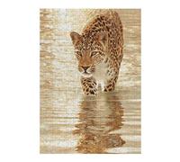 1000pcs(38x26cm) Rompecabezas para Adolescentes Golden Leopard Reflections Rompecabezas para Adultos Juego De Ingenio Análisis Y Lógica Regalos De Cumpleaños Y Únicos 1000pcs(38x26cm)