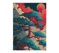 1000pcs(38x26cm) Rompecabezas para Adolescentes Red Moon Rising Mystical Landscape Rompecabezas para Adultos Juego Familiar Análisis Y Lógica Juego Desafiante Regalos