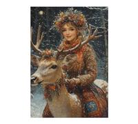 1000pcs(38x26cm) Rompecabezas para Adolescentes Winter Fantasy with Deer Rompecabezas para Adultos Juego De Ingenio Regalo De Cumpleaños Actividades Divertidas En Casa 1000pcs(38x26cm)