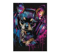 1000pcs(38x26cm) Rompecabezas para Adultos Colorful Chihuahua Headphones Art Print Rompecabezas para Adultos Juegos Divertidos Regalo De Cumpleaños Difícil Y Desafiante 1000pcs(38x26cm)