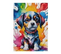 1000pcs(38x26cm) Rompecabezas para Adultos Colorful Puppy Watercolor Art Rompecabezas para Adultos Juguetes Antiestrés Ensamblaje De Patrones Interacción Entre Padres E Hijos 1000pcs(38x26cm)