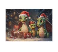 1000pcs(38x26cm) Rompecabezas para Adultos Cute Dragon Xmas Family Rompecabezas para Adultos Juguetes Antiestrés Ensamblaje De Patrones Interacción Entre Padres E Hijos 1000pcs(38x26cm)