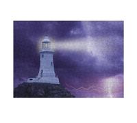 1000pcs(38x26cm) Rompecabezas para Adultos Lighthouse Storm Lightning Purple Sky Juego De Rompecabezas para Adultos: Regalos para Mujeres Interacción Entre Padres E Hijos 1000pcs(38x26cm)