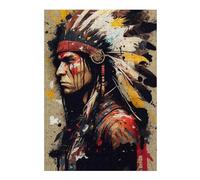 1000pcs(38x26cm) Rompecabezas para Adultos Native American Warrior Art Print-2 Rompecabezas para Adultos Juego Práctico Que Mejora La Memoria Regalos De Cumpleaños Y Únicos 1000pcs(38x26cm)