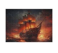 1000pcs(38x26cm) Rompecabezas para Adultos Pirate Ship on Fire Rompecabezas para Adultos Juegos Relajantes Difícil Difícil Cumpleaños Y Navidad 1000pcs(38x26cm)