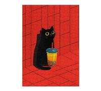1000pcs(38x26cm) Rompecabezas para Adultos Regalos De Rompecabezas Black Cat with Bubble Tea Rompecabezas DIY Juguetes Una Obra De Arte Regalos para Amigos Y Familiares 1000pcs(38x26cm)