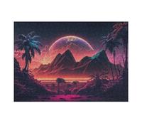 1000pcs(38x26cm) Rompecabezas para Adultos Synthwave Neon Palms Rompecabezas para Adultos Juguetes Antiestrés Ensamblaje De Patrones Interacción Entre Padres E Hijos 1000pcs(38x26cm)
