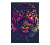 1000pcs(38x26cm) Rompecabezas para Adultos Tiger Headphones Sunglasses Art Print Rompecabezas para Adultos Juguetes De Bricolaje Regalos para Mujeres Difíciles Y Desafiantes 1000pcs(38x26cm)