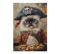 1000pcs(38x26cm) S Rompecabezas para Adolescentes Pirate Cat with Treasure Chest-2 Rompecabezas para Adultos Juego De Ingenio Desafío Difícil Cumpleaños Y Navidad 1000pcs(38x26cm) S