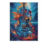 1000pcs(52x38cm) Rompecabezas Electric Guitar with Skull and Flames Art Print Rompecabezas para Adultos Juguete Decoración De Pared para Diversión Familiar Cumpleaños Y Navidad 1000pcs(52x38cm)