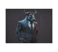 1000pcs(52x38cm) Rompecabezas para Adolescentes Business Bull in Suit Rompecabezas para Adultos Juego Práctico Regalos para Aliviar El Estrés para Amigos Y Familiares 1000pcs(52x38cm)