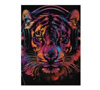 1000pcs(52x38cm) Rompecabezas para Adolescentes Colorful Tiger Headphones Art Rompecabezas para Adultos: Análisis Práctico del Juego Y Lógica. Regalo De Cumpleaños, Regalos, 1000pcs(52x38cm)