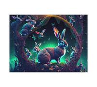 1000pcs(52x38cm) Rompecabezas para Adolescentes Enchanted Forest Rabbit Gathering Rompecabezas para Adultos Juguetes Antiestrés Corte De Precisión Cumpleaños 1000pcs(52x38cm)