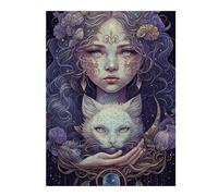 1000pcs(52x38cm) Rompecabezas para Adolescentes Fantasy Artwork Mystical Woman with Cat Rompecabezas para Adultos Juguetes Antiestrés Carrera De Velocidad Manual Desafío Educativo 1000pcs(52x38cm)