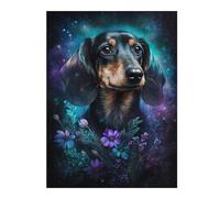 1000pcs(52x38cm) Rompecabezas para Adolescentes Galactic Dachshund with Flowers -8 Rompecabezas para Adultos Juego De Ingenio Regalo De Cumpleaños Actividades Divertidas En Casa 1000pcs(52x38cm)
