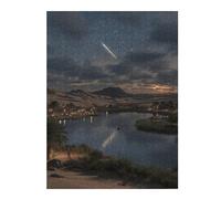 1000pcs(52x38cm) Rompecabezas para Adolescentes Meteor Shower Over Desert Oasis Juego De Rompecabezas para Adultos, Análisis Y Lógica, Regalo De Cumpleaños, Regalos, 1000pcs(52x38cm)
