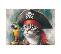 1000pcs(52x38cm) Rompecabezas para Adolescentes Pirate Cat with Parrot Rompecabezas para Adultos, Juguete, Decoración De Pared, Una Obra De Arte para Cumpleaños, Navidad 1000pcs(52x38cm)