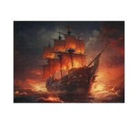 1000pcs(52x38cm) Rompecabezas para Adolescentes Pirate Ship on Fire Rompecabezas para Adultos Juego Práctico Desafío Difícil Desafío Educativo 1000pcs(52x38cm)