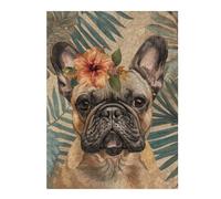 1000pcs(52x38cm) Rompecabezas para Adolescentes Tropical Bulldog with Hibiscus Flower Rompecabezas para Adultos Juego Familiar Patrón De Montaje Regalos De Cumpleaños Y Únicos 1000pcs(52x38cm)