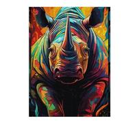 1000pcs(52x38cm) Rompecabezas para Adultos Colorful Rhino Illustration-1 Rompecabezas para Adultos Juegos Divertidos Regalo De Cumpleaños Difícil Y Desafiante 1000pcs(52x38cm)